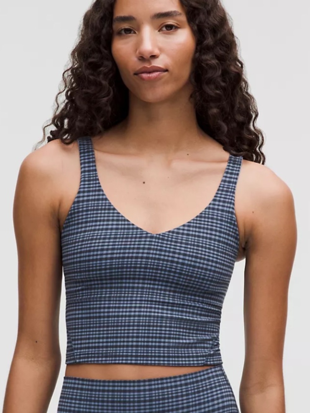 Lululemon Athletica Align Tank Gingham Plaid Blue Gray Checkered Plaid Top 6 A/B